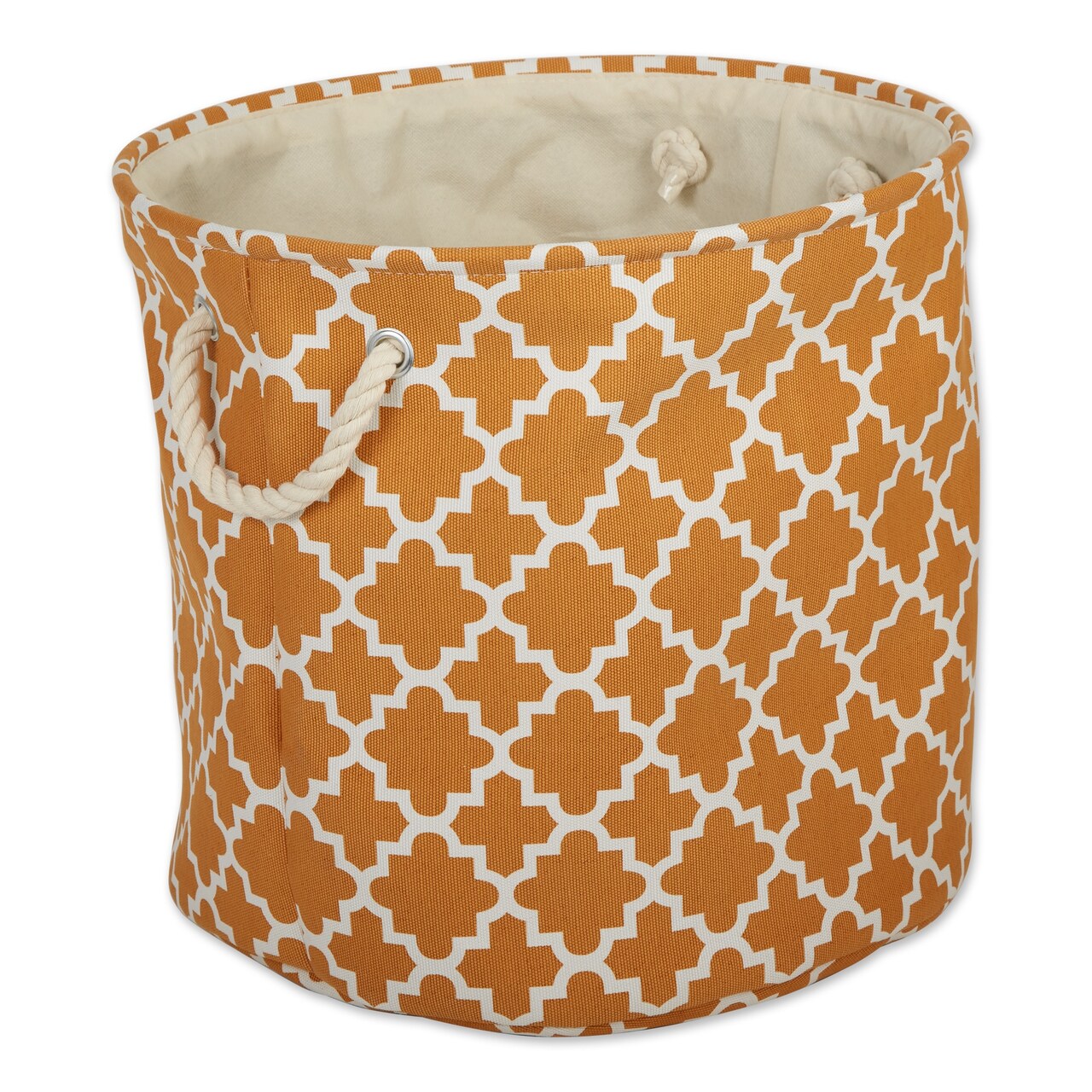 Contemporary Home Living Round Lattice Large Storage Bin - 16" - Orange
